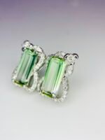 IGI Certified White Gold 14K 1.52 Grams Natural Tourmaline Gemstone Earrings - Image 4