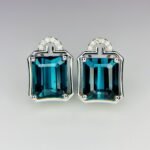 IGI Certified White Gold 14K 1.65 Grams Natural Tourmaline Gemstone Earrings
