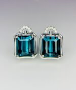 IGI Certified White Gold 14K 1.65 Grams Natural Tourmaline Gemstone Earrings
