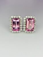 IGI Certified White Gold 14K 1.71 Grams Natural Tourmaline Gemstone Earrings