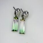 IGI Certified White Gold 14K 1.86 Grams Natural Tourmaline Gemstone Earrings