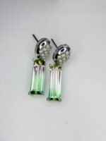 IGI Certified White Gold 14K 1.86 Grams Natural Tourmaline Gemstone Earrings