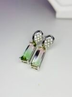 IGI Certified White Gold 14K 1.86 Grams Natural Tourmaline Gemstone Earrings - Image 3