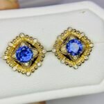 IGI Certified Yellow Gold 14K 3.05 Grams Natural Tanzanite Gemstone Earrings