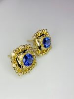 IGI Certified Yellow Gold 14K 3.05 Grams Natural Tanzanite Gemstone Earrings - Image 4