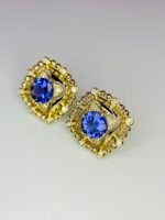 IGI Certified Yellow Gold 14K 3.05 Grams Natural Tanzanite Gemstone Earrings - Image 5