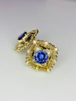 IGI Certified Yellow Gold 14K 3.05 Grams Natural Tanzanite Gemstone Earrings - Image 6