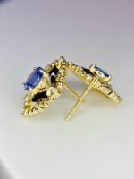 IGI Certified Yellow Gold 14K 3.05 Grams Natural Tanzanite Gemstone Earrings - Image 7