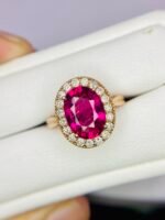 IGI Certified Yellow Gold 14K 2.75 Cts Natural Rubellite Tourmaline Gemstone Ring - Image 14