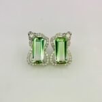 IGI Certified White Gold 14K 1.52 Grams Natural Tourmaline Gemstone Earrings