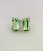 IGI Certified White Gold 14K 1.52 Grams Natural Tourmaline Gemstone Earrings