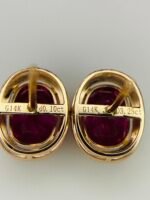 IGI Certified Yellow Gold 14K 1.73 Grams Natural Rubellite Tourmaline Gemstone Earrings - Image 6