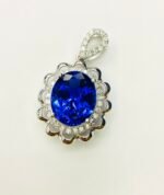 GIL Certified White Gold 14K 2.42 Grams Natural Tanzanite Gemstone Pendant - Image 2