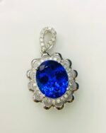 GIL Certified White Gold 14K 2.42 Grams Natural Tanzanite Gemstone Pendant - Image 3