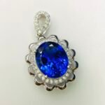 GIL Certified White Gold 14K 2.42 Grams Natural Tanzanite Gemstone Pendant