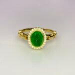 GIL Certified Yellow Gold 14K 2.56 Grams Natural Emerald Cabochon Rings