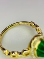 GIL Certified Yellow Gold 14K 2.56 Grams Natural Emerald Cabochon Rings - Image 10