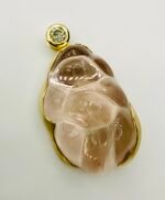 GIL Certified Yellow Gold 14K 12.45 Grams Natural Morganite Gemstone Pendant