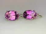 GIL Certified White Gold 14K 10.13 Grams Natural Kunzite Gemstone Earrings - Image 2