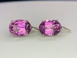 GIL Certified White Gold 14K 10.13 Grams Natural Kunzite Gemstone Earrings