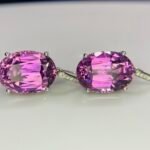 GIL Certified White Gold 14K 10.13 Grams Natural Kunzite Gemstone Earrings