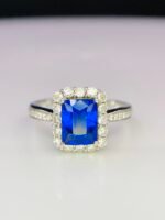 GIL Certified White Gold 14K 2.50 Gram Natural Sapphire Gemstone Pendant