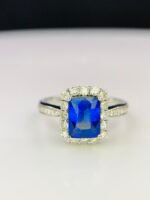 GIL Certified White Gold 14K 2.50 Gram Natural Sapphire Gemstone Pendant - Image 3
