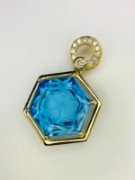 GIL Certified Yellow Gold 14K 3.08 Gram Natural Topaz Gemstone Pendant - Image 2