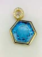 GIL Certified Yellow Gold 14K 3.08 Gram Natural Topaz Gemstone Pendant - Image 4