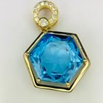 GIL Certified Yellow Gold 14K 3.08 Gram Natural Topaz Gemstone Pendant