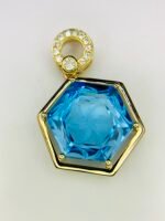 GIL Certified Yellow Gold 14K 3.08 Gram Natural Topaz Gemstone Pendant
