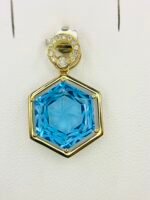 GIL Certified Yellow Gold 14K 3.08 Gram Natural Topaz Gemstone Pendant - Image 6