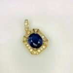 GIL Certified Yellow Gold 14K 1.64 Gram Natural Sapphire Gemstone Pendant