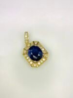 GIL Certified Yellow Gold 14K 1.64 Gram Natural Sapphire Gemstone Pendant