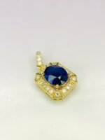 GIL Certified Yellow Gold 14K 1.64 Gram Natural Sapphire Gemstone Pendant - Image 3