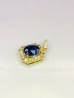 GIL Certified Yellow Gold 14K 1.64 Gram Natural Sapphire Gemstone Pendant - Image 4