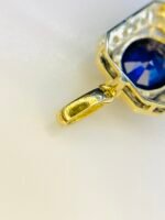 GIL Certified Yellow Gold 14K 1.64 Gram Natural Sapphire Gemstone Pendant - Image 6