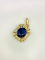 GIL Certified Yellow Gold 14K 1.64 Gram Natural Sapphire Gemstone Pendant - Image 7