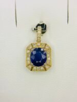 GIL Certified Yellow Gold 14K 1.64 Gram Natural Sapphire Gemstone Pendant - Image 8