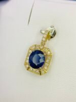 GIL Certified Yellow Gold 14K 1.64 Gram Natural Sapphire Gemstone Pendant - Image 10