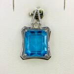 GIL Certified White Gold 14K 2.64 Gram Natural Topaz Gemstone Pendant