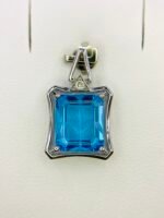 GIL Certified White Gold 14K 2.64 Gram Natural Topaz Gemstone Pendant