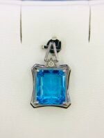 GIL Certified White Gold 14K 2.64 Gram Natural Topaz Gemstone Pendant - Image 3