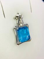 GIL Certified White Gold 14K 2.64 Gram Natural Topaz Gemstone Pendant - Image 4