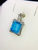 GIL Certified White Gold 14K 2.64 Gram Natural Topaz Gemstone Pendant - Image 5