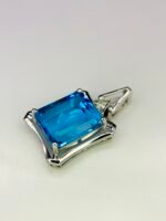 GIL Certified White Gold 14K 2.64 Gram Natural Topaz Gemstone Pendant - Image 9