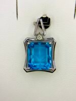 GIL Certified White Gold 14K 2.64 Gram Natural Topaz Gemstone Pendant - Image 11