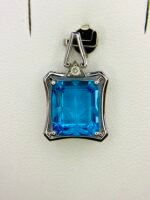 GIL Certified White Gold 14K 2.64 Gram Natural Topaz Gemstone Pendant - Image 12