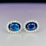 GIL Certified White Gold 14K 1.52 Gram Natural Sapphire Gemstone Earrings