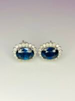 GIL Certified White Gold 14K 1.52 Gram Natural Sapphire Gemstone Earrings - Image 5